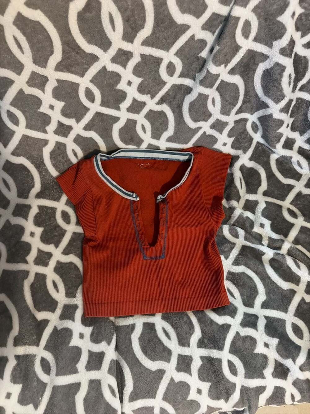 Out From Under Ribbed Plunge Neck Cap Sleeve Crop Top